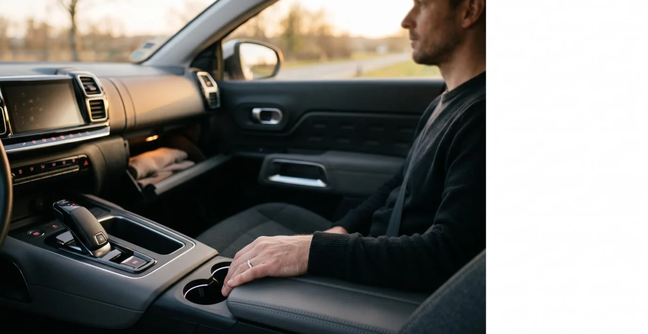 Conducteur organisant ses documents automobiles entre un espace numérique et un espace physique dans une voiture