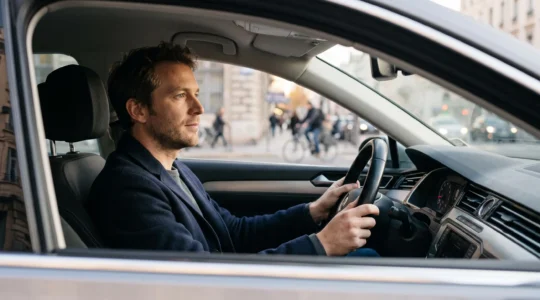Silhouette d'un conducteur au volant d'une voiture, symbolisant l'impact du profil sur le prix de l'assurance auto